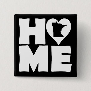 Minnesota Thuis Hart Staat Knop Speld Vierkante Button 5,1 Cm