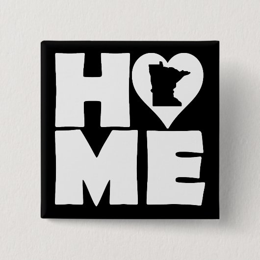 Minnesota Thuis Hart Staat Knop Speld Vierkante Button 5,1 Cm (Voorkant)