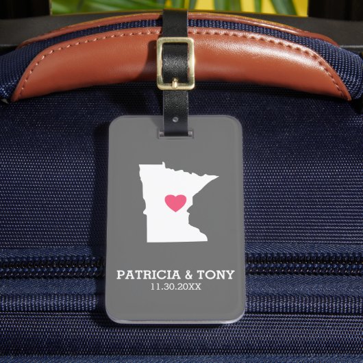 Minnesota Thuis Staat Liefde met Optionele Hart Bagagelabel (Voorkant Insitu 2)