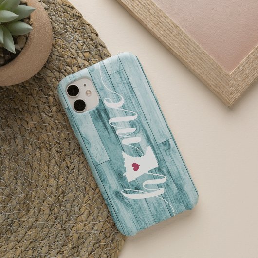 Minnesota Thuisstaat Turquoise Wood Kijk Case-Mate iPhone Case