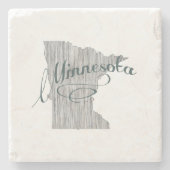 Minnesota Typography State Map Shape Grey Stenen Onderzetter (Voorkant)