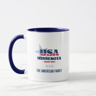 Minnesota USA 1858 Persoonlijke mok met blauwe ste