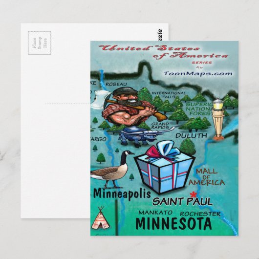 Minnesota USA Kaart (Voorkant / Achterkant)