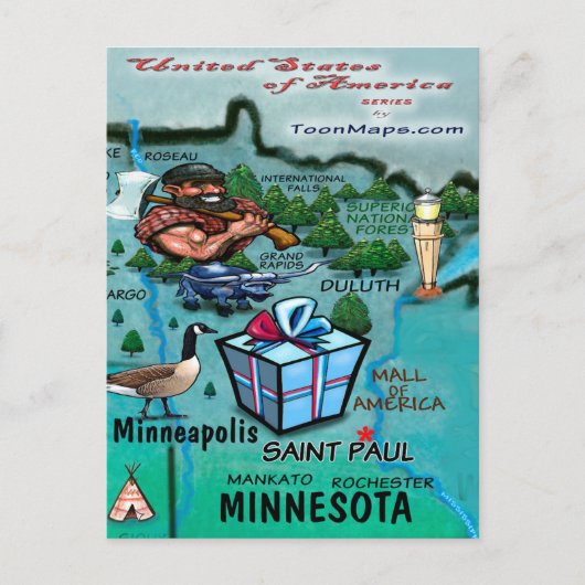 Minnesota USA Kaart (Voorkant)