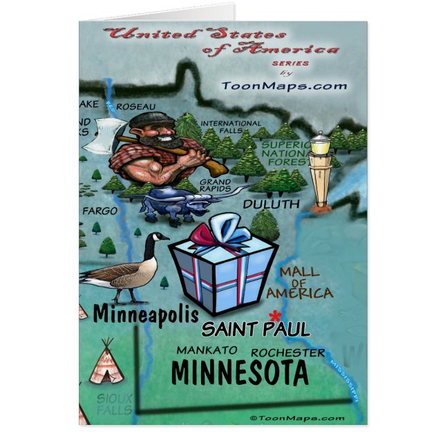 Minnesota USA Kaart (Voorkant)