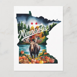 Minnesota USA Staat Vorm Vintage Waterverf Briefkaart