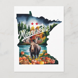 Minnesota USA Staat Vorm Vintage Waterverf Briefkaart