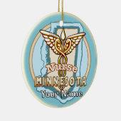 Minnesota Verpleegster Caduceus  Keramisch Ornament (Rechts)