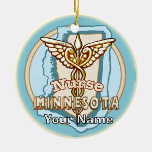 Minnesota Verpleegster Caduceus Keramisch Ornament