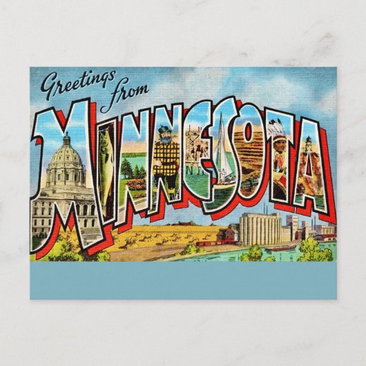 Minnesota Vintage Ansichtkaart Briefkaart (Voorkant)