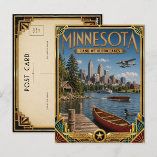 Minnesota Vintage Art Deco Gouden Tijdperk Briefkaart