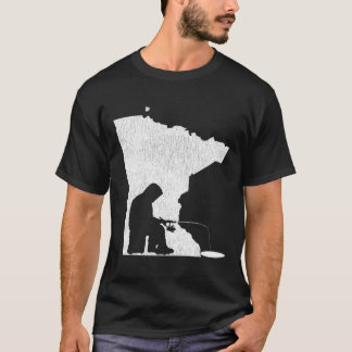 Minnesota Vintage Ijsvissen Staatskaart Hoodie T-shirt