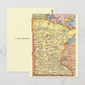 Minnesota Vintage Kaart Ansichtkaart (Voorkant / Achterkant)