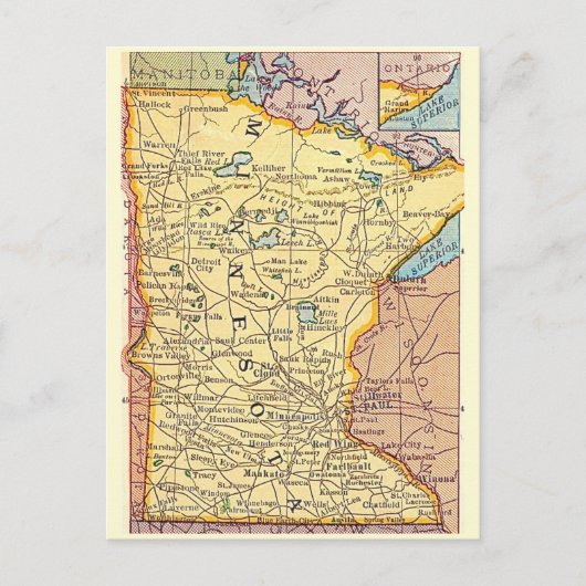 Minnesota Vintage Kaart Ansichtkaart (Voorkant)