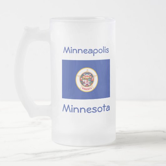 Minnesota Vlag Kaart Stad Mok (Links)