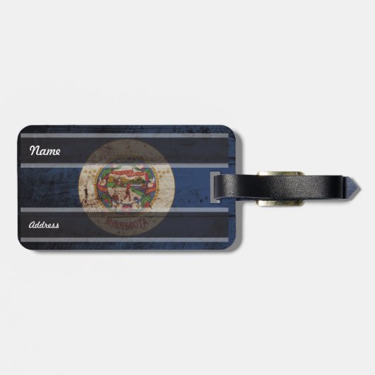 Minnesota: Vlag op oude houtenkorrel Bagagelabel (Achterkant horizontaal)