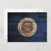 Minnesota: Vlag op oude houtenkorrel Briefkaart (Voorkant / Achterkant)