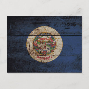 Minnesota: Vlag op oude houtenkorrel Briefkaart
