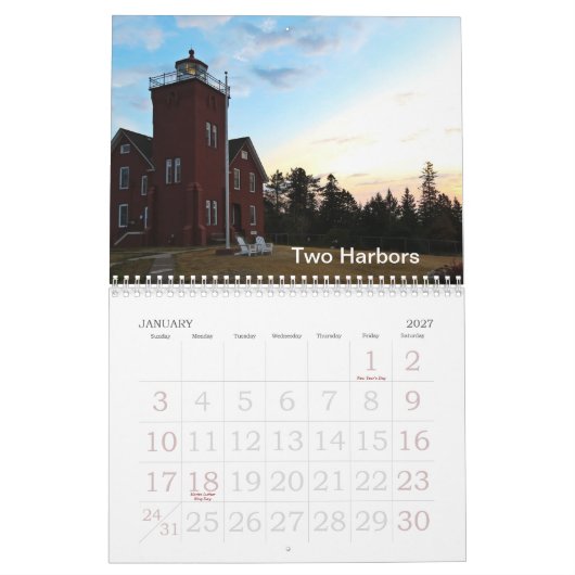 Minnesota vuurtoren kalender (Jan 2027)