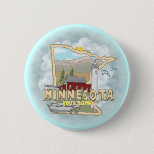 Minnesota Vuurtoren speld knop Ronde Button 5,7 Cm (Voorkant)