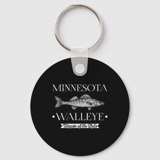 Minnesota Walleye Middenwesten Vissen Visser Angle Sleutelhanger (Voorkant)