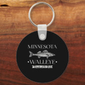 Minnesota Walleye Middenwesten Vissen Visser Angle Sleutelhanger (Voorkant)