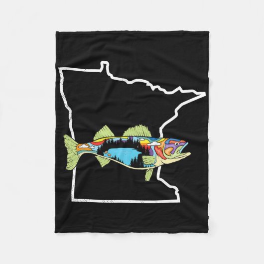 Minnesota Walleye Vissen Zoetwatervisser Walleye V Fleece Deken (Voorkant)