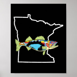 Minnesota Walleye Vissen Zoetwatervisser Walleye V Poster
