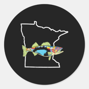 Minnesota Walleye Vissen Zoetwatervisser Walleye V Ronde Sticker