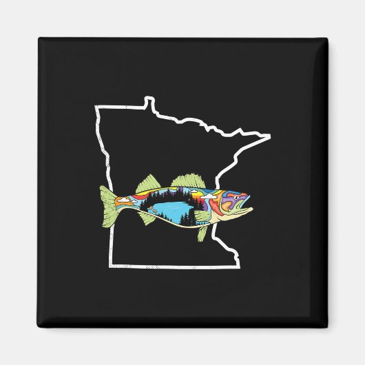 Minnesota Walleye Vist Freshwater Fisherman Wal Magneet (Voorkant)