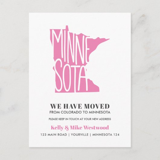 MINNESOTA We hebben New address New Home verplaats Briefkaart (Voorkant)