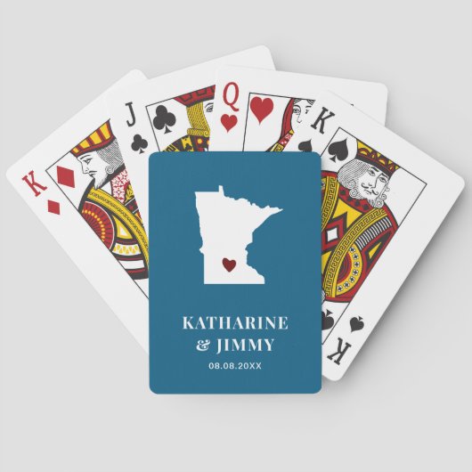 Minnesota Wedding Favor Deck of Cards, staatskaart Pokerkaarten (Achterkant)