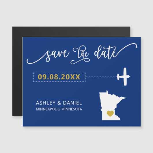 Minnesota Wedding Save the Date Kaart, kaart Magnetische Uitnodiging (Voorkant / Achterkant)
