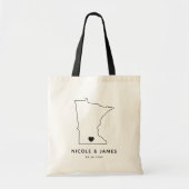 Minnesota Wedding Welcome Bag Tas, Zwarte Kaart Tote Bag (Voorkant)