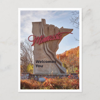 Minnesota Welkomstbord in vorm van de staat Briefkaart