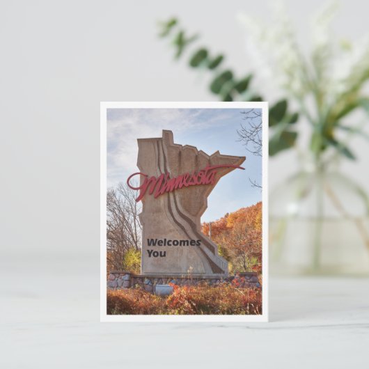 Minnesota Welkomstbord in vorm van de staat Briefkaart (Staand voorkant)