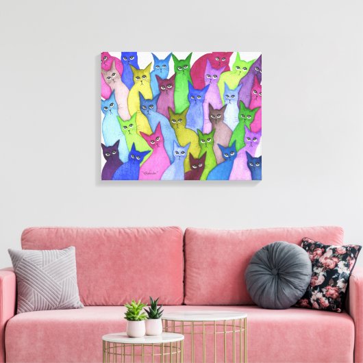 Minnesota Whimsical Cats Canvas Afdruk (Insitu (Woonkamer))