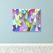 Minnesota Whimsical Cats Canvas Afdruk (Insitu (Houten vloer))