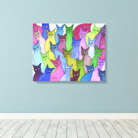 Minnesota Whimsical Cats Canvas Afdruk (Insitu (Houten vloer))