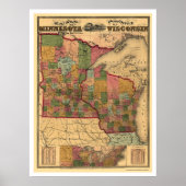 Minnesota & Wisconsin Railroad Map 1871 Poster (Voorkant)