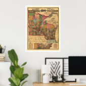 Minnesota & Wisconsin Railroad Map 1871 Poster (Thuiskantoor)