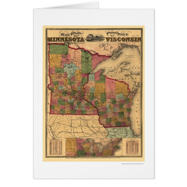 Minnesota & Wisconsin Spoorwegkaart 1871 (Voorkant)
