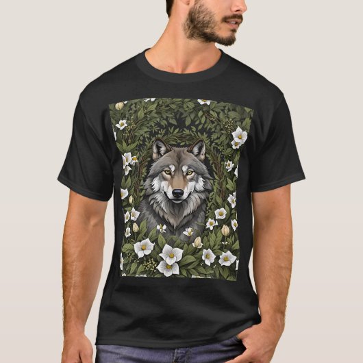 Minnesota Wolf omgeven door Lady's Slipper Flower T-shirt (Voorkant)