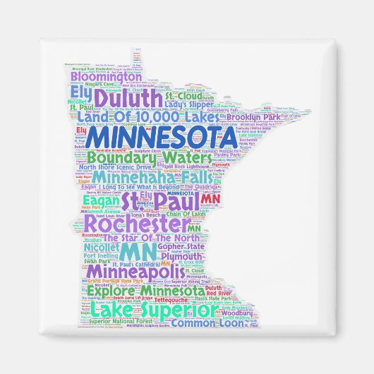Minnesota Word Cloud Magneet (Voorkant)