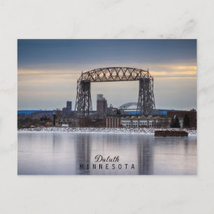 Minnesota's Aerial Lift Bridge en ijzige weerspieg Briefkaart