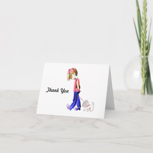 Minnie-me! Jongen die Westie Dog Art lopen Bedankkaart (Voorkant)