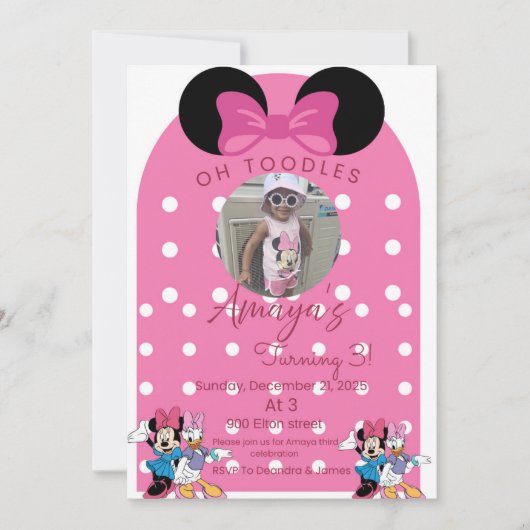 Minnie Mouse birthday invitations theme Kaart (Voorkant)