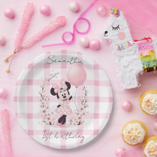 Minnie Mouse Editable name paper plates Papieren Bordje