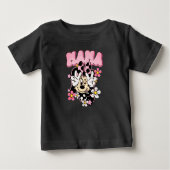Minnie Mouse Mama Peace Sign Flowers Black T-Shirt (Voorkant)