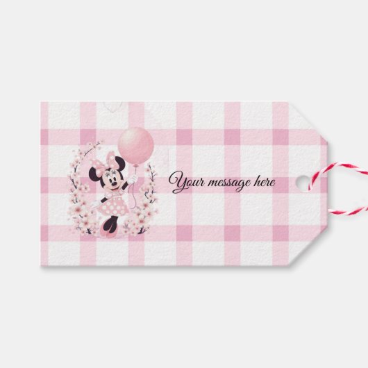 Minnie muis Bewerkbare feestcadeautags Cadeaulabel (Voorkant (Horizontaal))